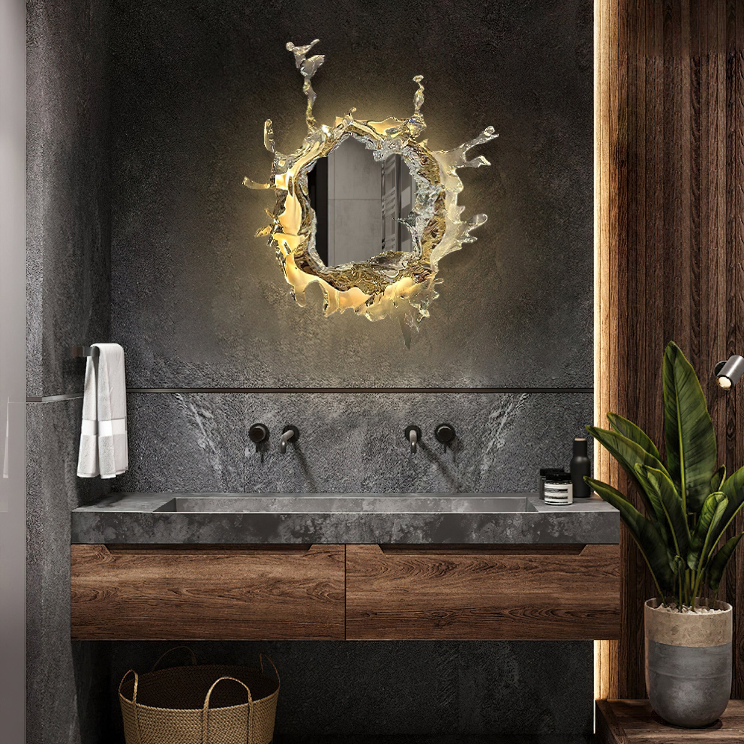 Modern Water Mirror Flower Wall Lamp - Elegant LED Floral Light for Home Decor, Bedroom, Living Room, Bathroom - Perfect for Romantic Ambiance and Relaxing Atmosphere