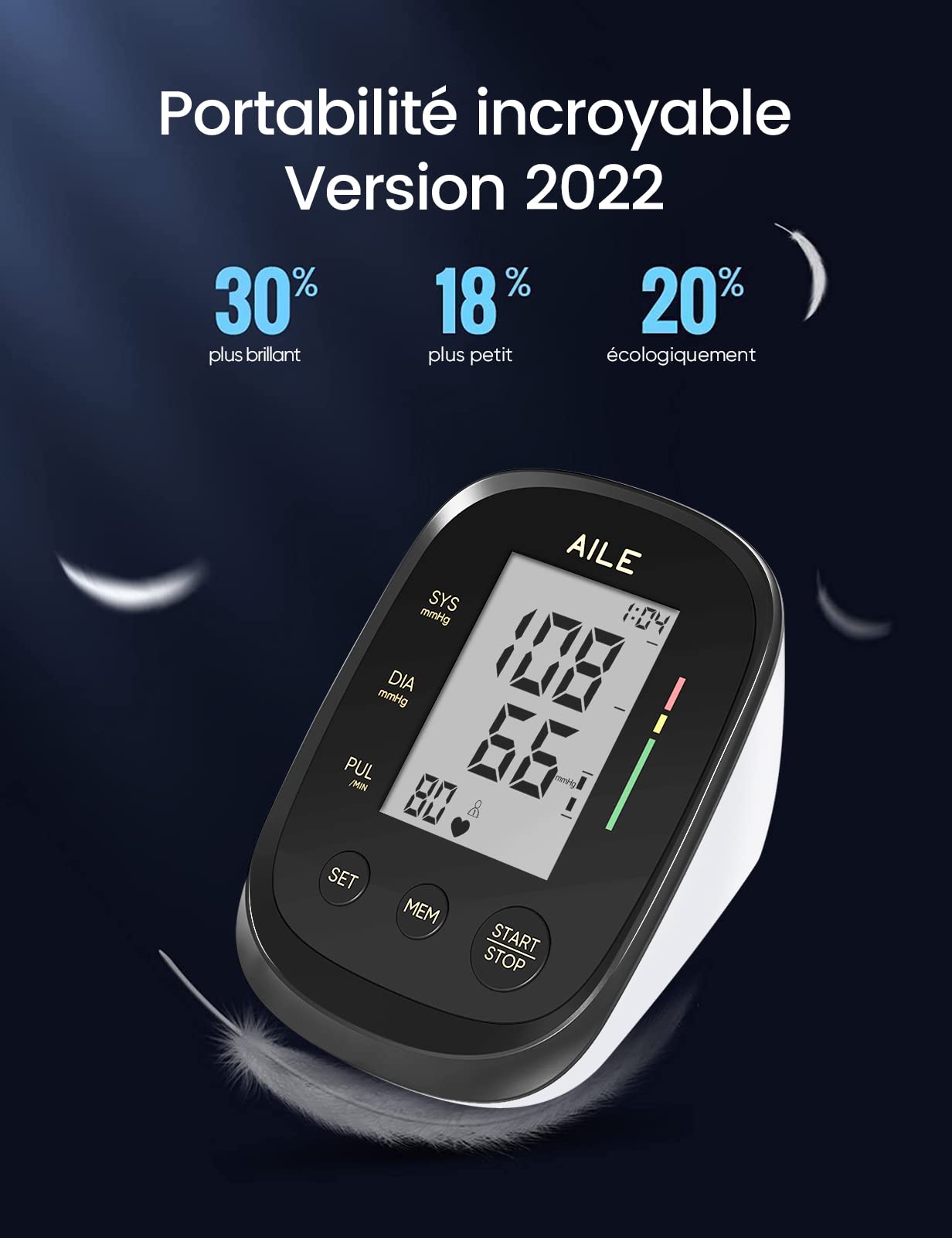 AILE Automatic Upper Arm Blood Pressure Monitor with Large Adjustable Cuff (8.7