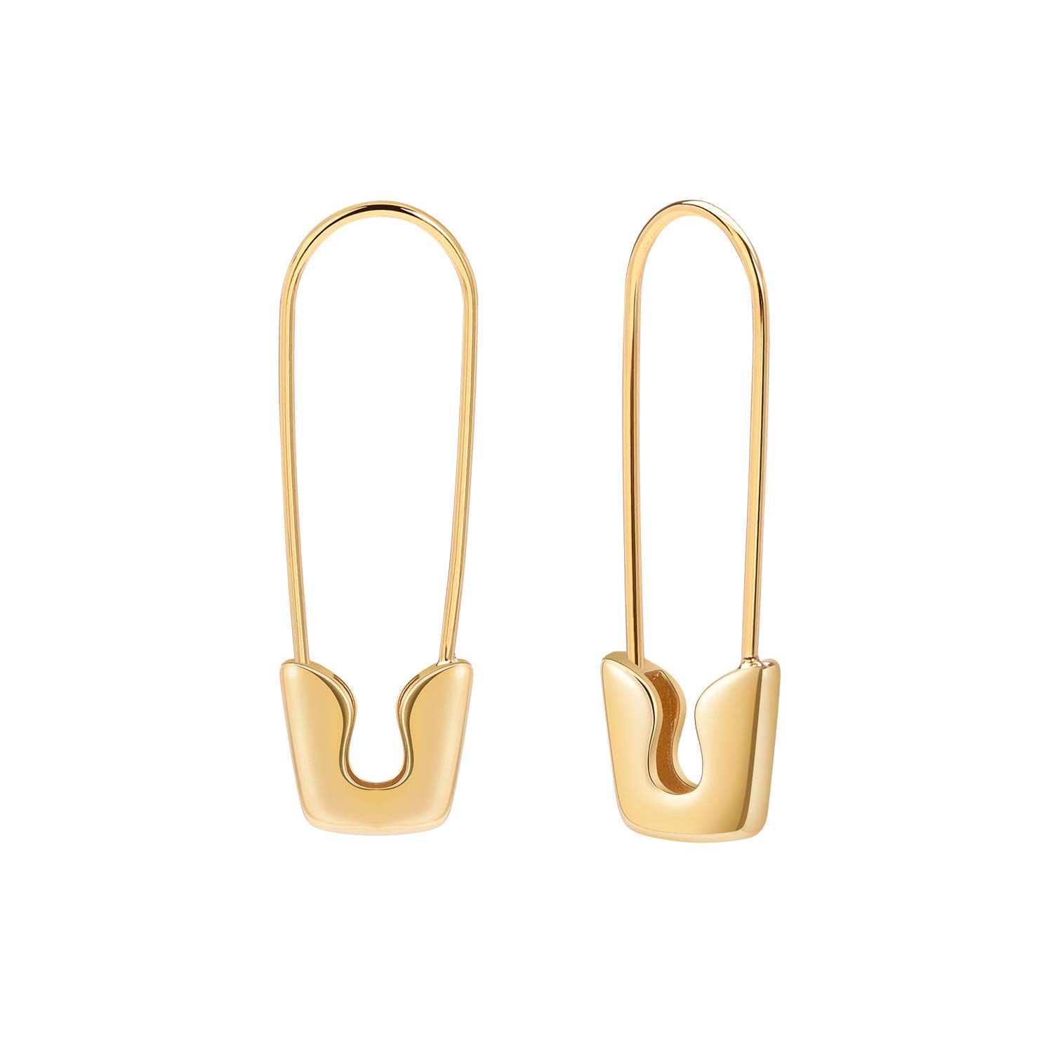 SANNYRA Gold Paperclip Earrings for Women - Trendy Minimalist Dangle Hoop Studs, Safety Pin Style Everyday Jewelry - Perfect for Office, Date Night & Casual Outfits