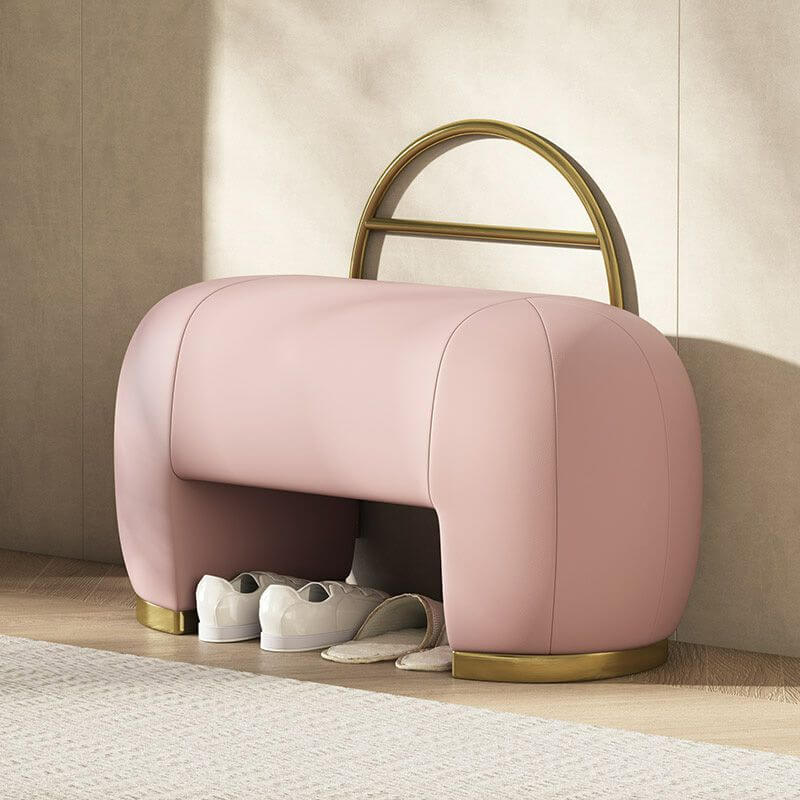 Modern Genuine Leather Ottoman with Unique Design & Comfortable Sponge Cushion - Perfect for Living Room, Bedroom & Office Decor
