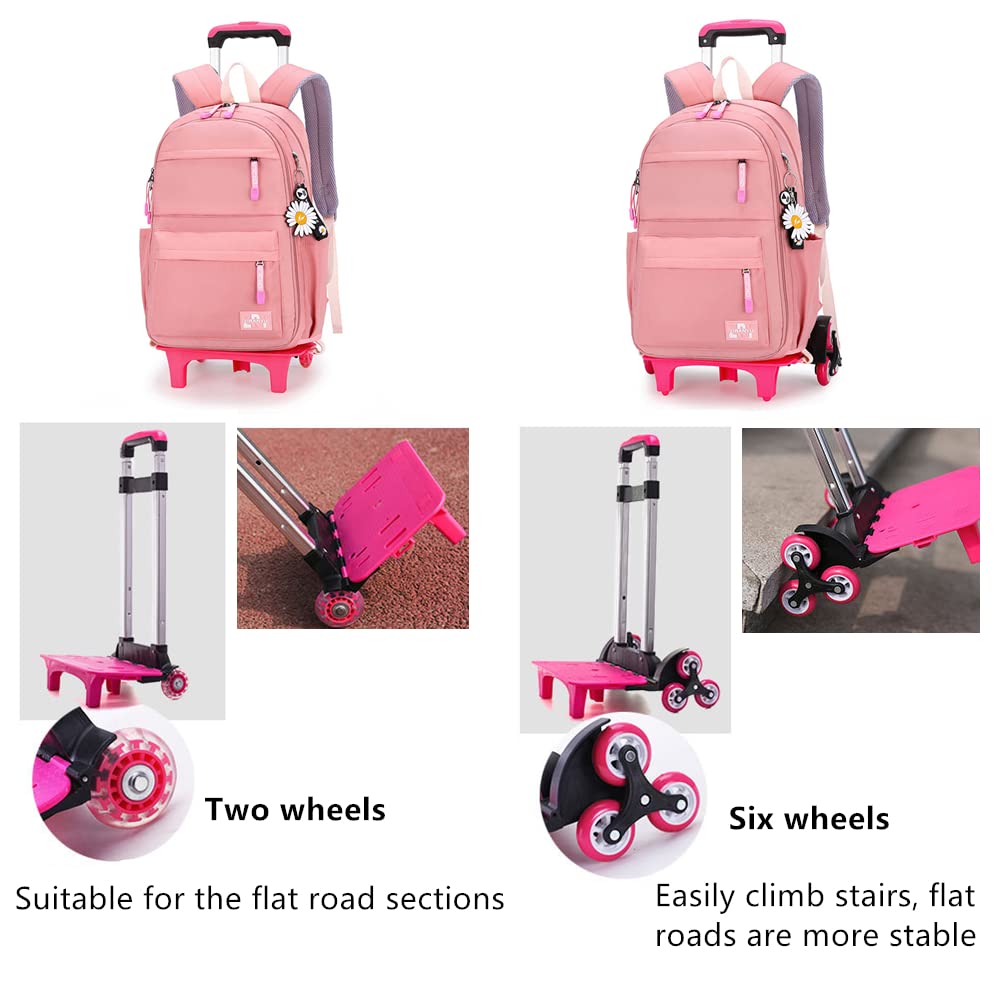 Rolling Backpack for Kids - Lightweight Wheeled School Bag with Handle, Durable Travel Backpack for Boys & Girls (Blue) - Perfect for School, Travel, and Daily Commute