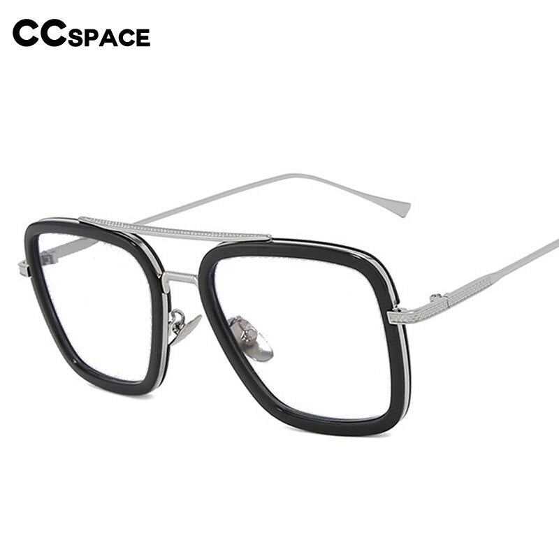 CCspace Unisex Full Rim Square Double Bridge TR90 Alloy Eyeglasses 54823 - Lightweight & Durable Frames for Men & Women - Perfect for Work, Reading & Everyday Wear