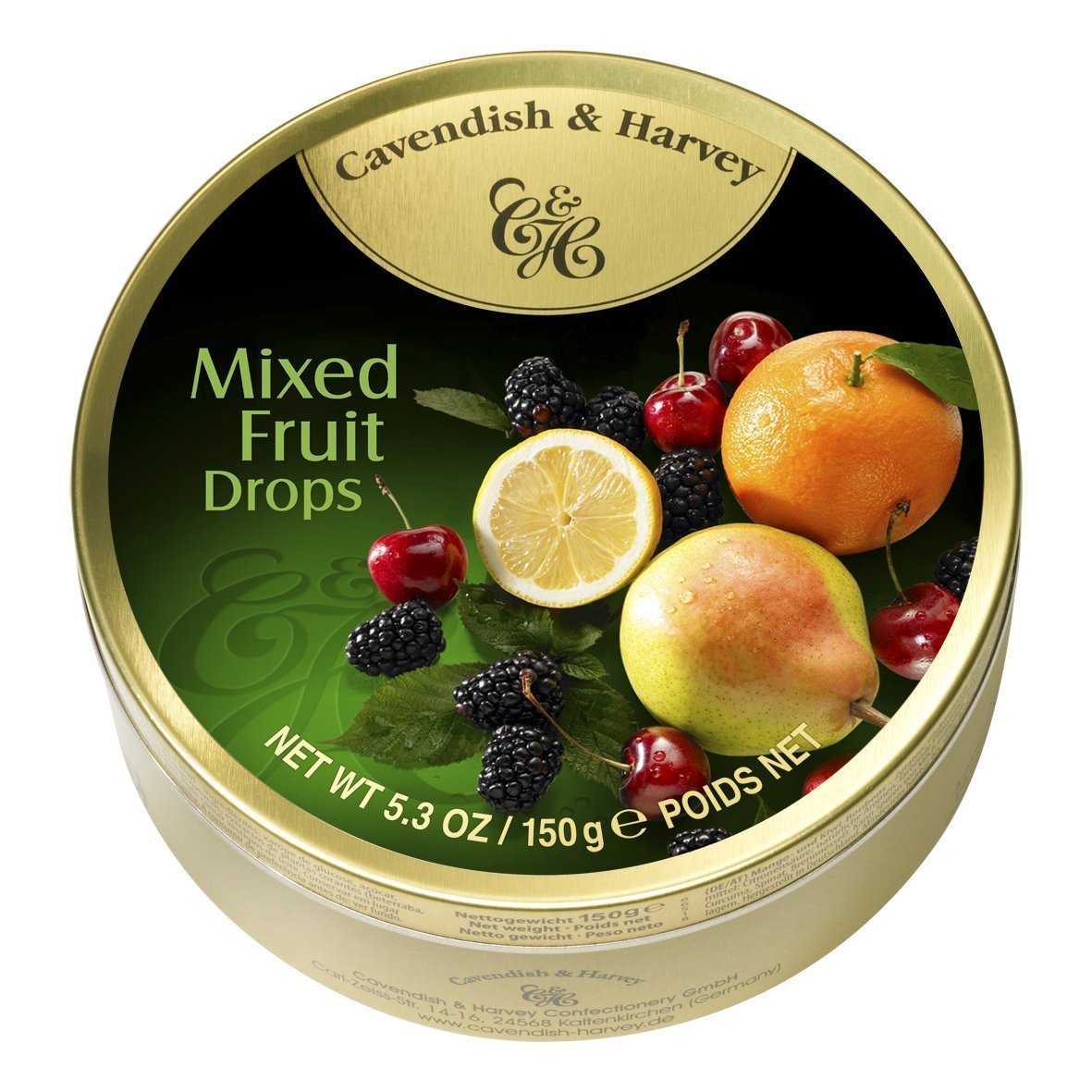 Premium Cavendish & Harvey German Hard Candy - 3 Pack Mixed Fruit Drops (5.3oz Each) | Imported Gourmet Sweets for Office, Travel & Gift Giving