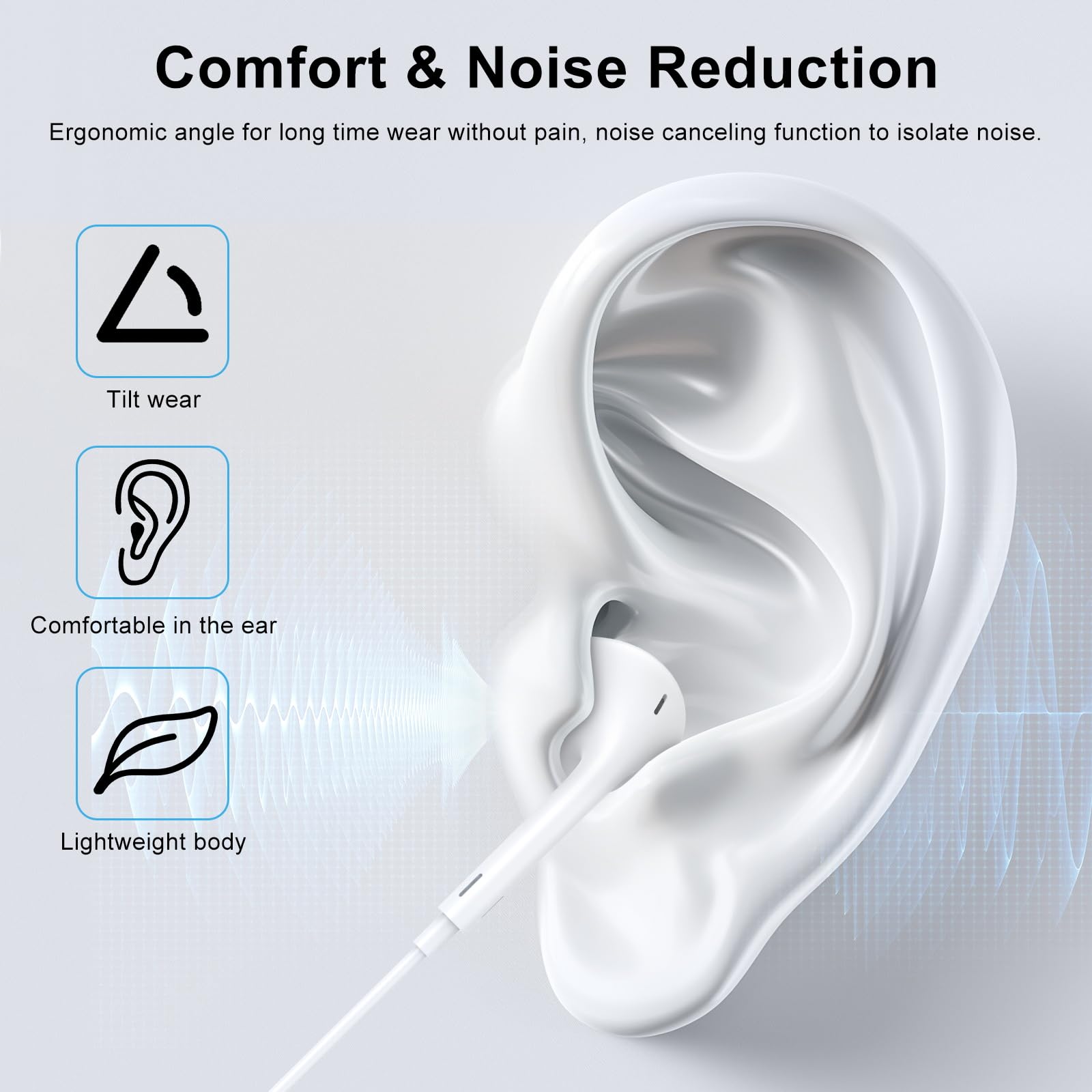 2 Pack MFi Certified Lightning Headphones for iPhone - Wired Earphones with Volume Control & Mic, Compatible with iPhone 14/13/12/11/SE/XR/XS/X/8/8Plus - Perfect for Gaming, Workouts & Commuting