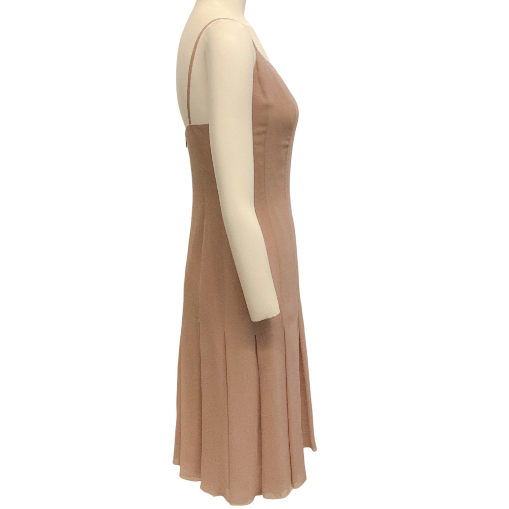 Chanel Nude Silk Pleated Dress for Women - Elegant Evening Gown for Parties, Weddings & Special Occasions