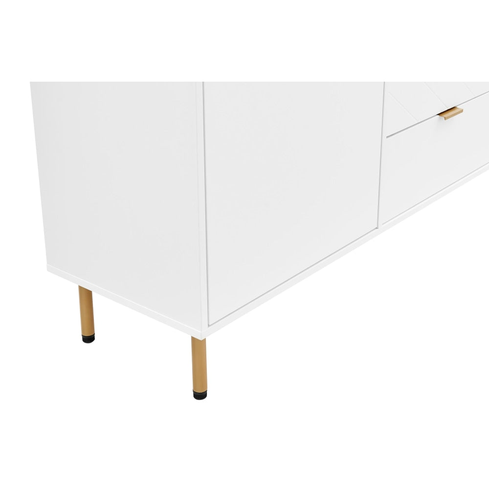 White Christian Buffet Sideboard Storage Cabinet - Perfect for Dining Room, Kitchen, or Entryway Organization