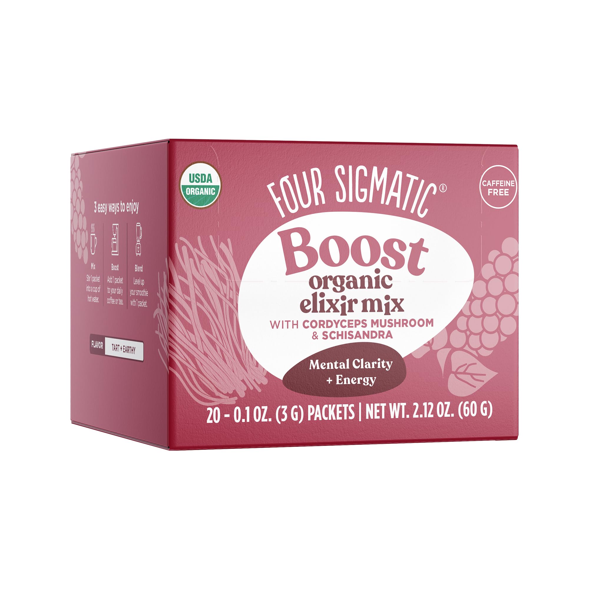 Four Sigmatic Organic Cordyceps Mushroom Elixir Powder - 20 Pack | Energy Boosting Coffee Alternative with Rose Hips & Schisandra | Supports Athletic Performance & Keto Diet | Great for Travel, Workouts & Morning Routines