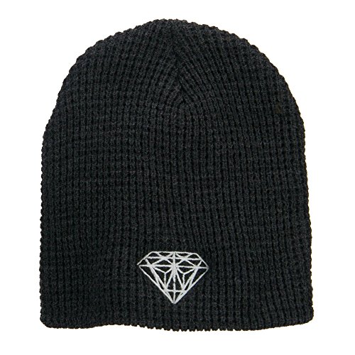 Large Size Diamond Embroidered Waffle Knit Beanie Hat for Women & Men - Winter Warm Fashion Accessory for Outdoor Activities, Skiing, and Cold Weather