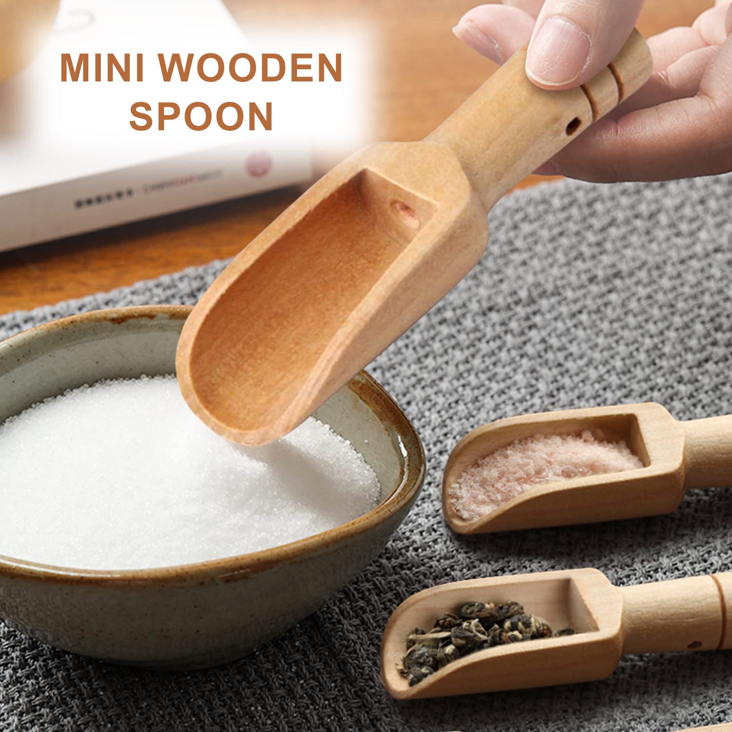 Mini Wooden Spoons for Salt, Tea & Bath - 7.6x2.3cm Bamboo Utensils