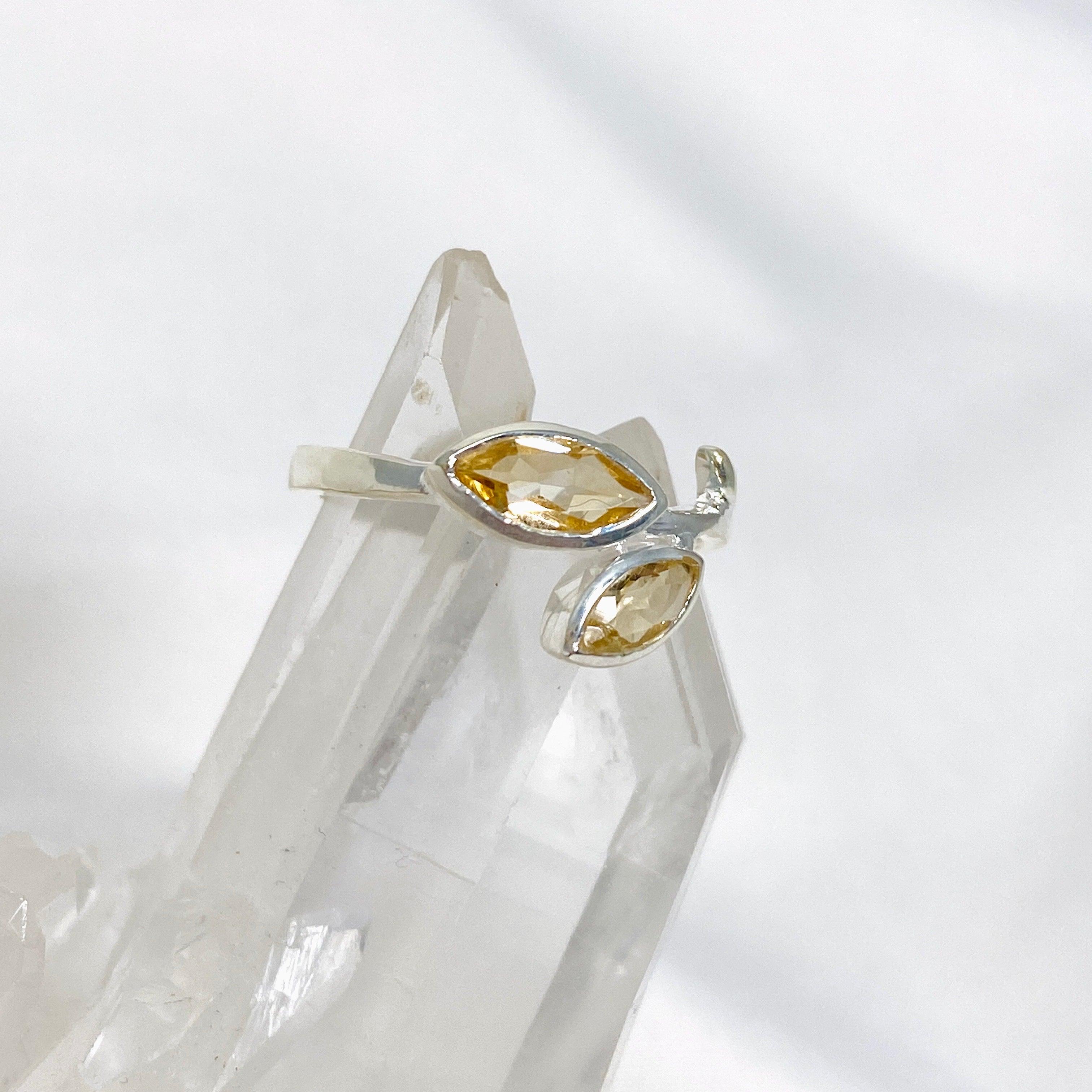 Natural Citrine Marquise Cut Multistone Leaf Ring R3735 - Elegant Bohemian Jewelry for Women, Perfect for Weddings, Parties & Everyday Wear