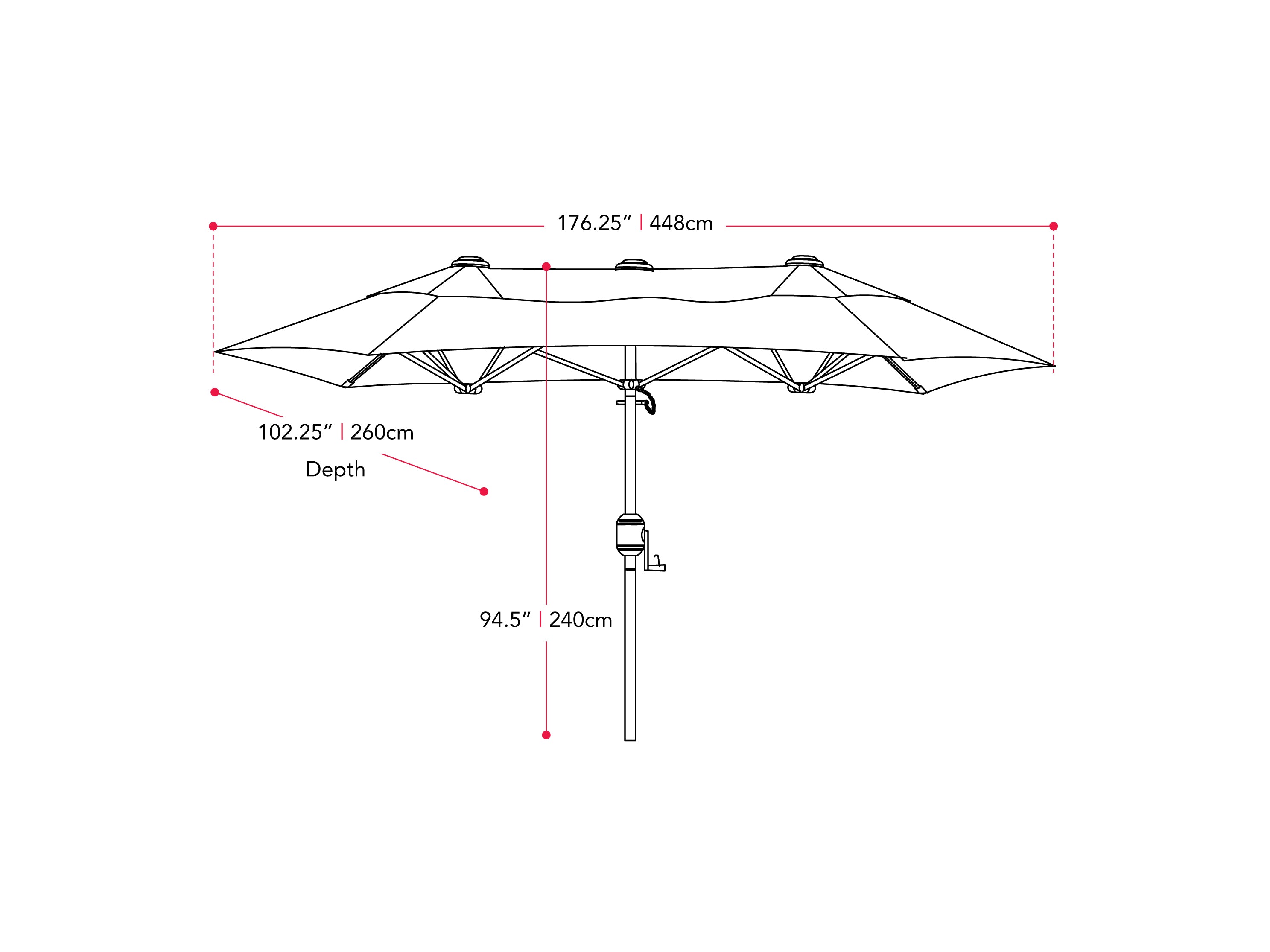 15ft Black Double Patio Umbrella - Outdoor Sun Shade for Pool, Garden, and Backyard - Heavy Duty Cantilever Umbrella with Wind Vent