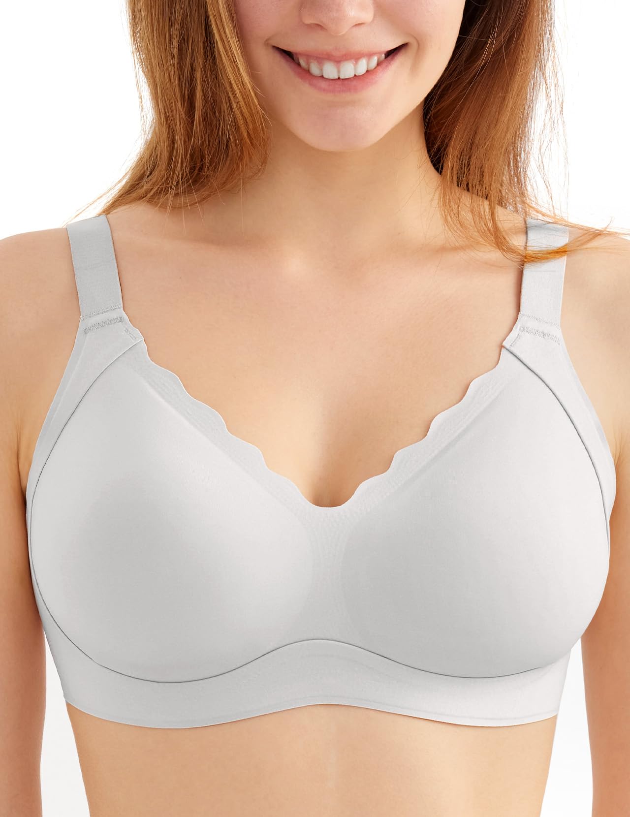 Women's Seamless Scalloped Bralette - No Underwire Wireless Bra for Everyday Comfort & Support | Perfect for Yoga, Lounge & Sleepwear