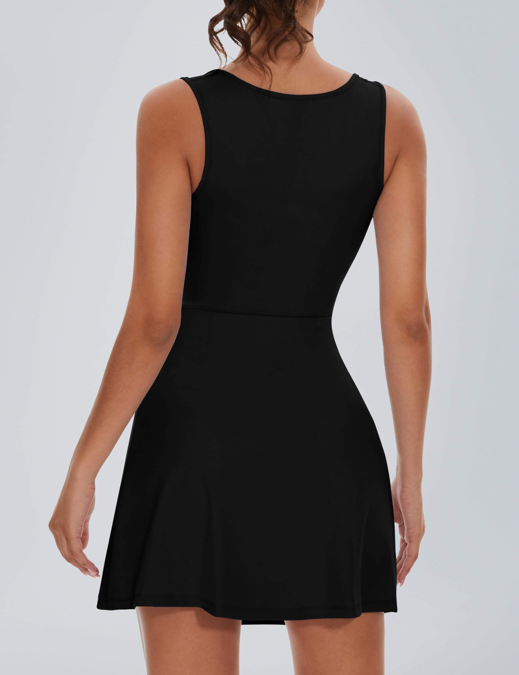Fengbay Women's Tennis Dress - Square Neck Sleeveless Athletic Dress with Side Slit & Flare for Workout | Perfect for Tennis, Gym & Summer Sports
