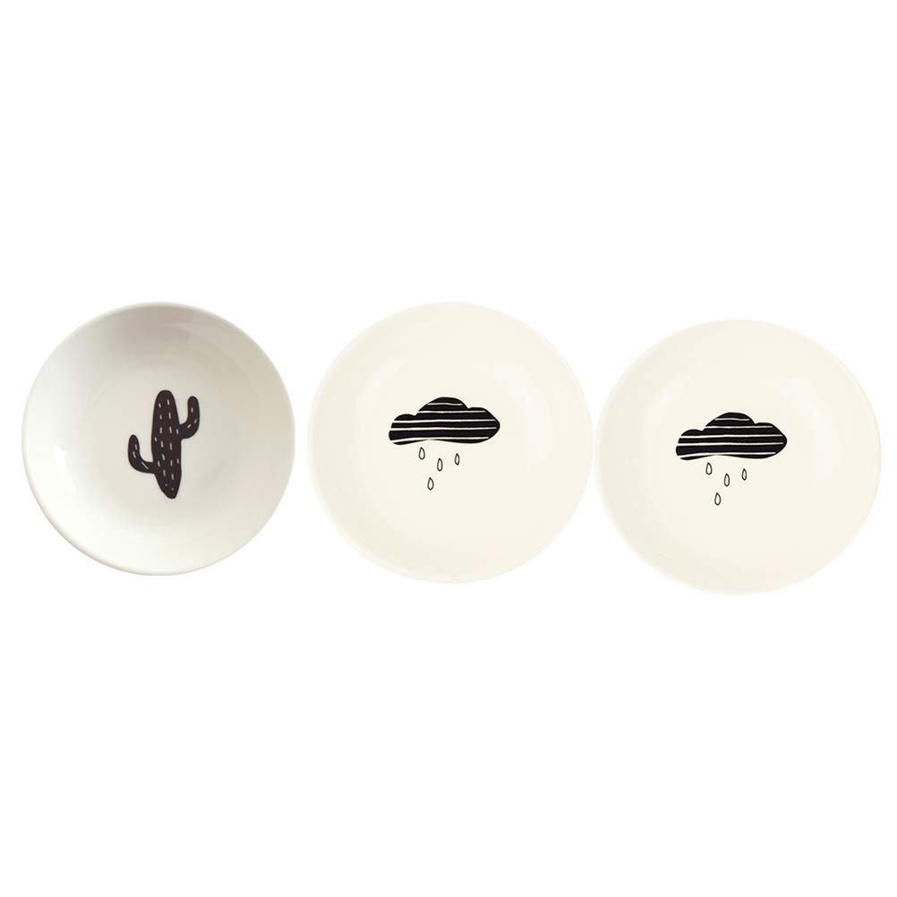 DOITOOL 3-Piece Ceramic Sauce Dishes Set - Round Seasoning Plates for Dipping Sauces, Nuts, Fruits, Snacks - Perfect for Dinner Parties, Appetizers & Entertaining (3 Stylish Patterns)