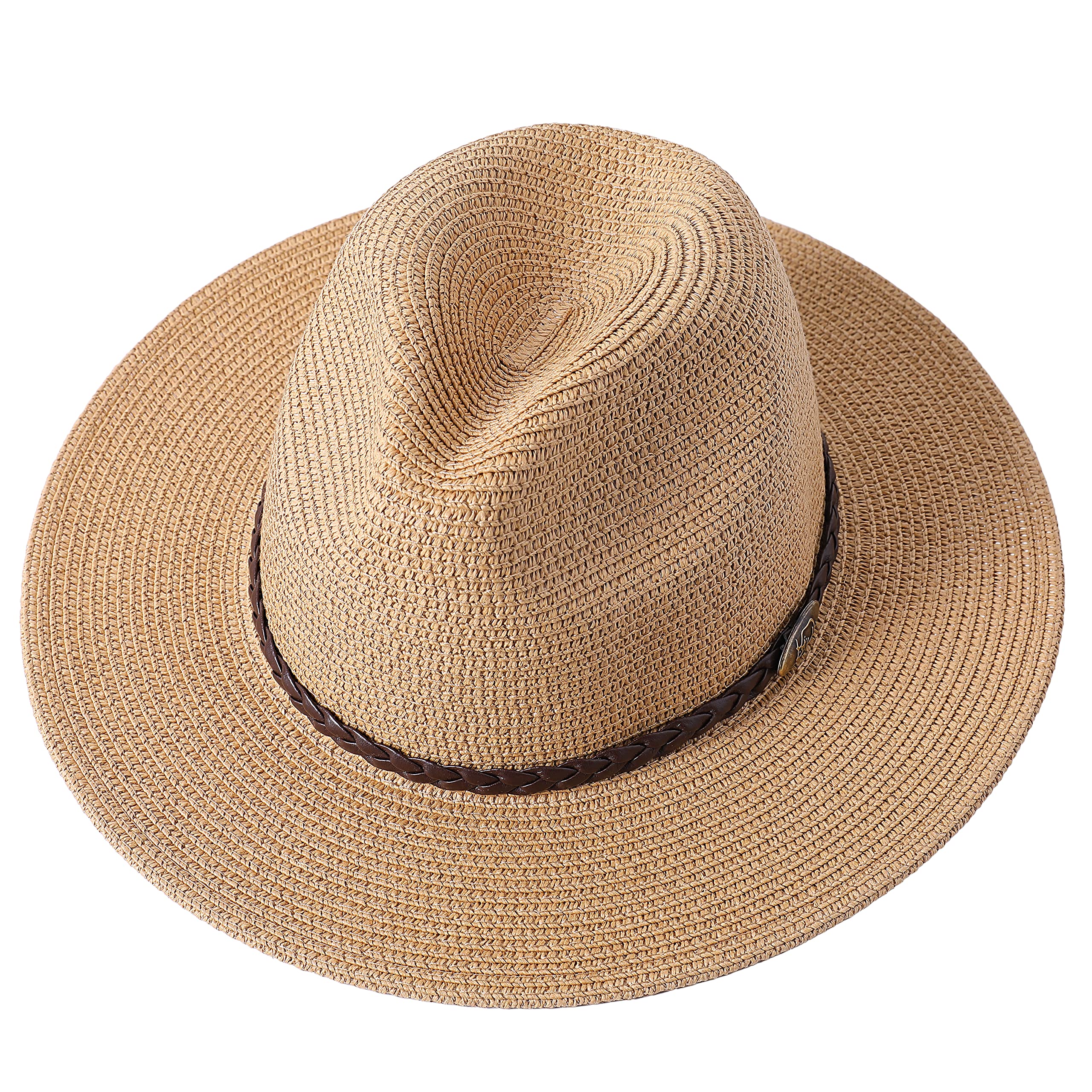Women's Wide Brim Floppy Sun Hat - UPF50+ Straw Panama Roll-Up Fedora for Beach, Travel & Outdoor Protection | Packable Summer Hat with Belt