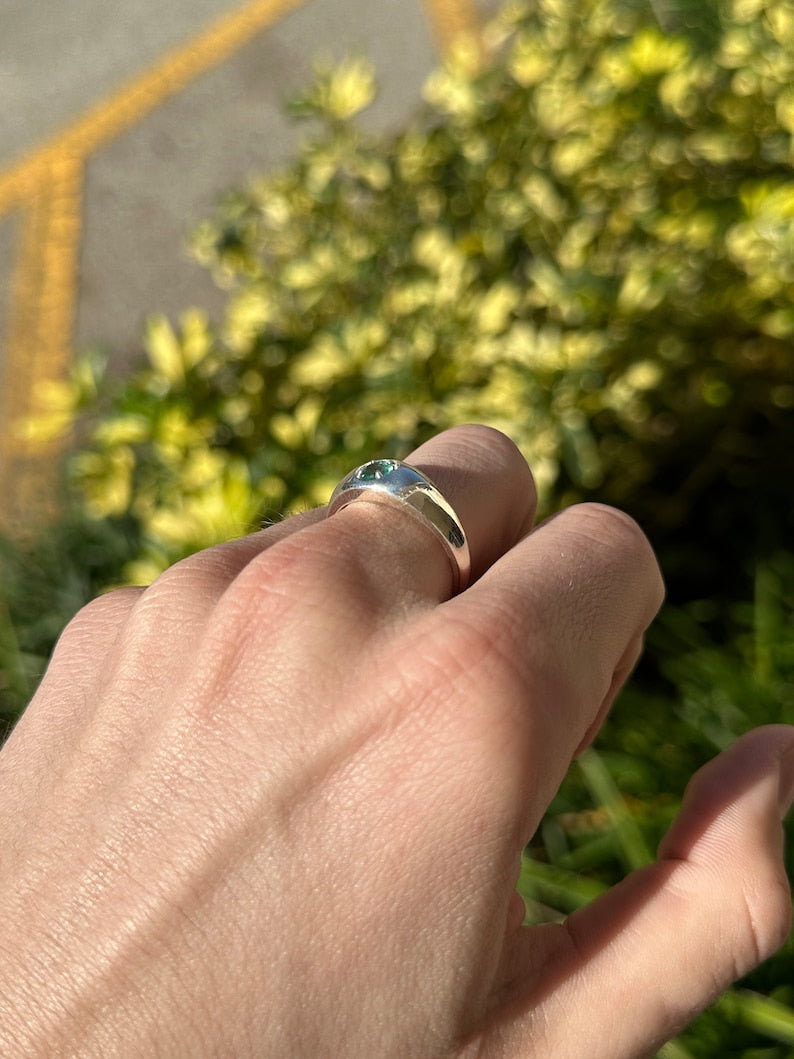 0.40 Carat Natural Emerald Round Cut Sterling Silver Unisex Pinky Ring for Men & Women - Perfect for Gifts, Weddings & Everyday Elegance