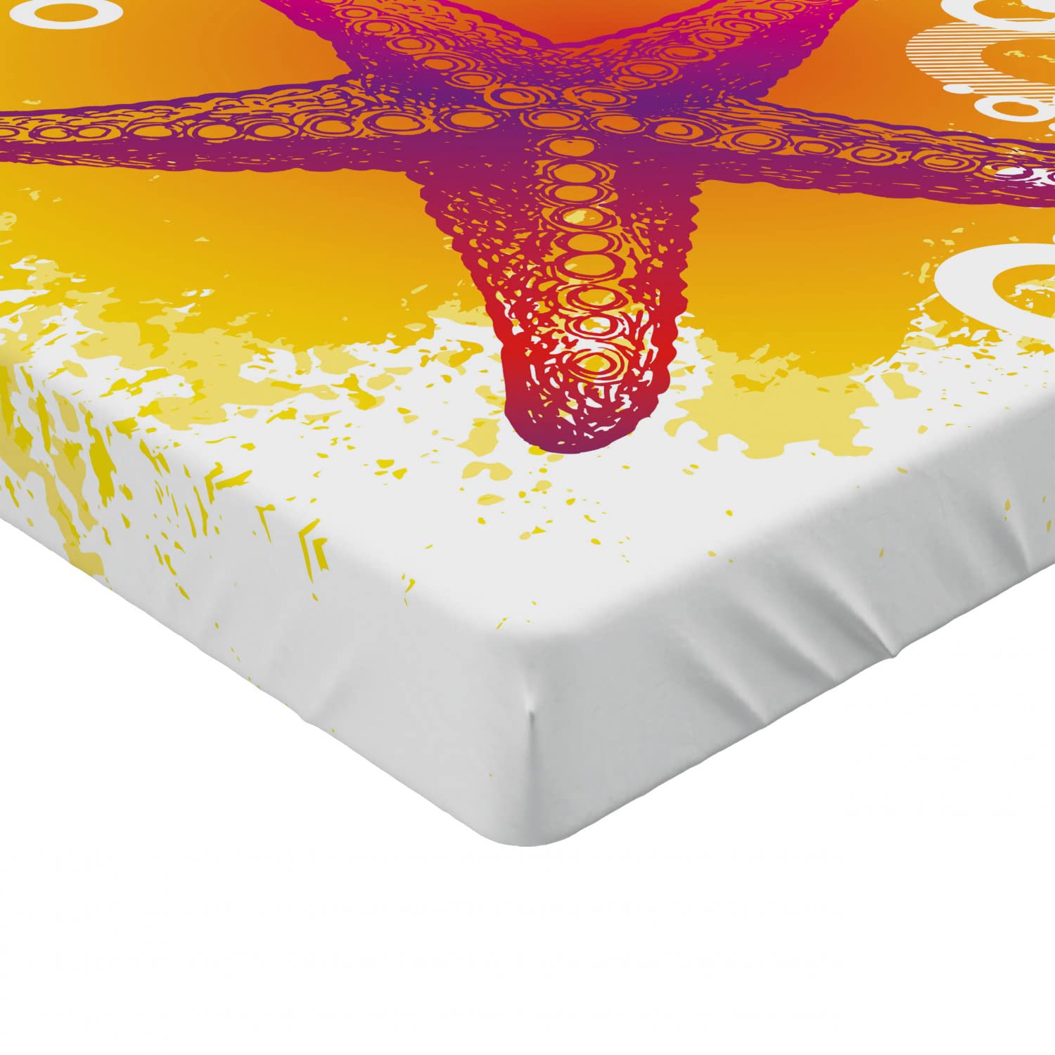 Ambesonne Starfish Fitted Sheet - Vibrant Tropical Animal & Bubble Design, Deep Pocket Elastic Twin XL Bed Sheet in Fuchsia Hot Pink & Yellow | Perfect for Beach House, Kids Room & Coastal Decor
