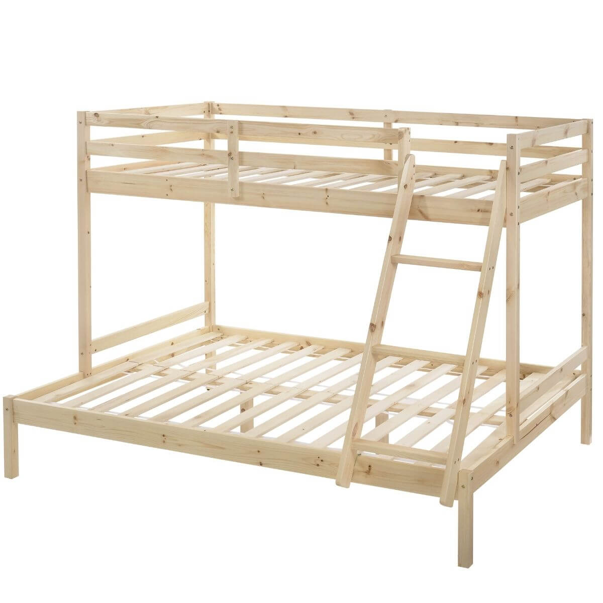 Solid Wood Kids Bunk Bed - Twin Over Full Natural Finish for Bedrooms, Guest Rooms & Vacation Homes