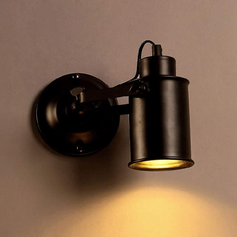 Vintage Industrial Wall Lamp - Adjustable Black Metal Sconce Lighting Fixture for Bedroom, Bathroom, Study | Indoor Reading Light & Mirror Decor | Wall Spotlights for Cozy Home Atmosphere