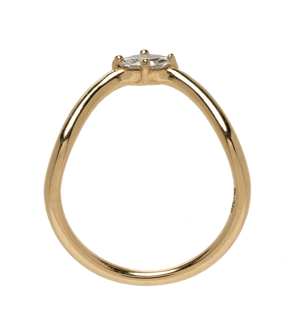 Exquisite 14K Gold Beau Band Ring with Marquise Cut Diamonds - Elegant Stackable Ring for Women, Perfect for Weddings, Anniversaries & Everyday Luxury