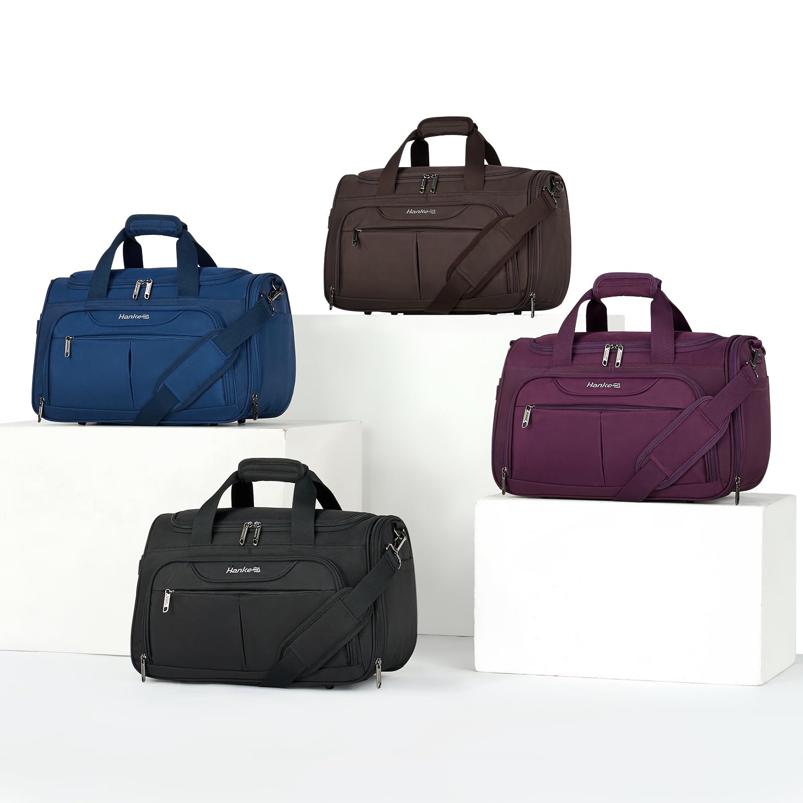 Hanke Foldable Underseat Carry-On Luggage Bag for Women & Men - Lightweight Softside Travel Tote Bag - Perfect Personal Item for Flights, Crew & Overnight Trips (Purple) | Ideal for Business Travel, Weekend Getaways & Airplane Cabin Storage
