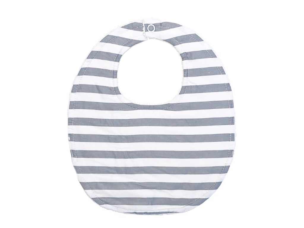 Soft Classic Round Cotton Baby Bib - Grey Stripe for Drool & Mess Protection - Perfect for Feeding Time & Playtime
