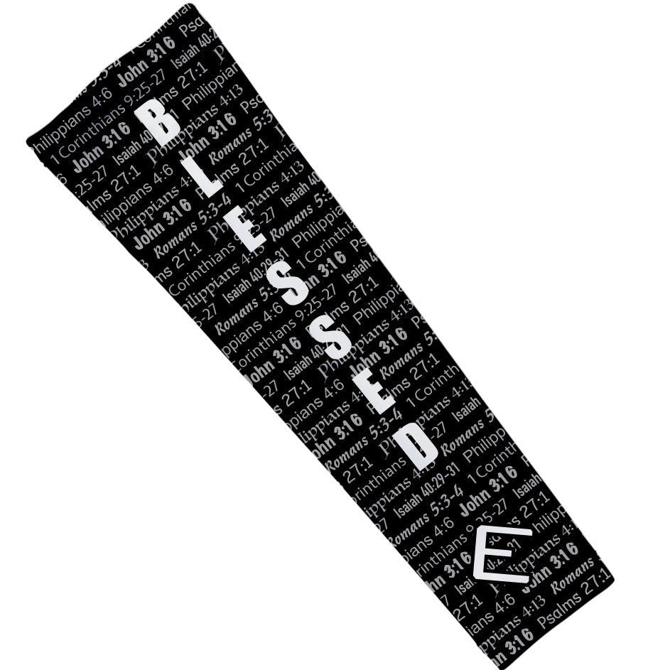 BLESSED Black Arm Sleeves for Men & Women - UV Protection Compression Sleeves for Sports, Basketball, Running & Outdoor Activities