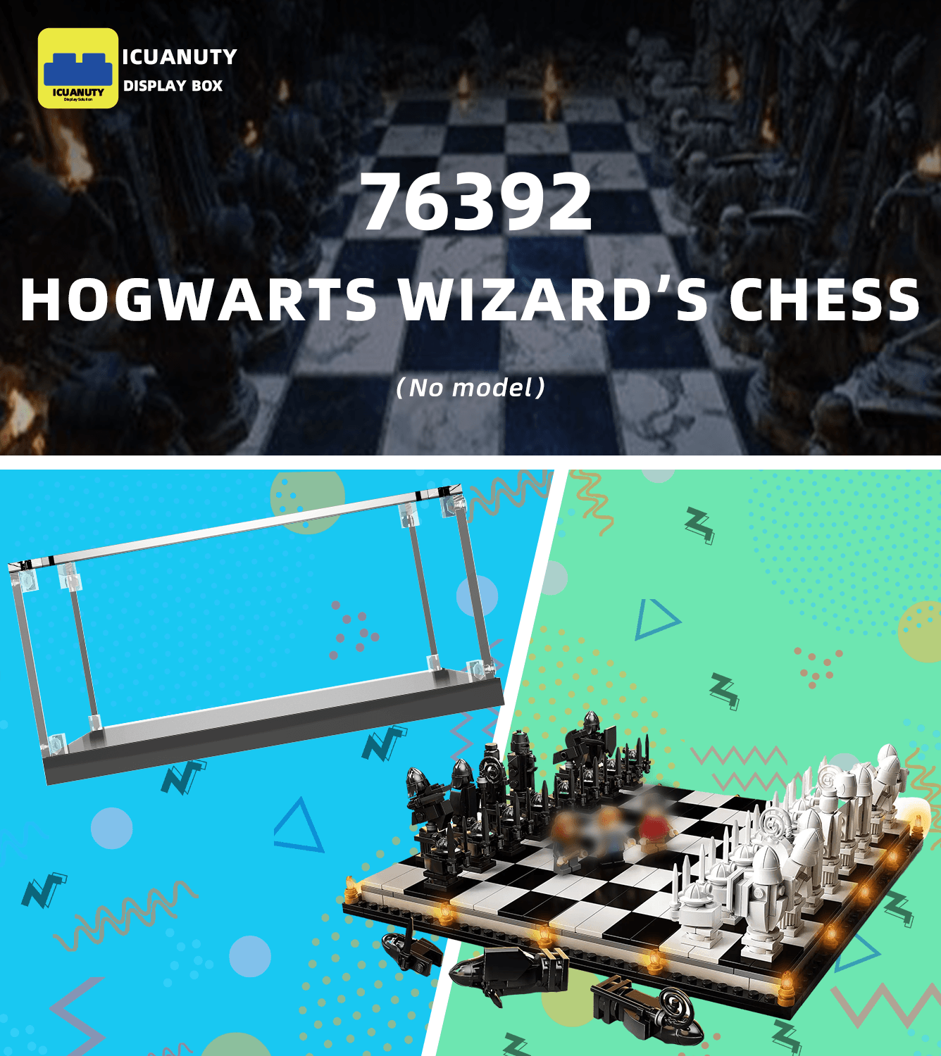 Lego Hogwarts Wizard's Chess 76392 Display Case - Premium Acrylic Showcase for Collectible LEGO Sets - Perfect for Home Decor, Office Display & Gift Giving