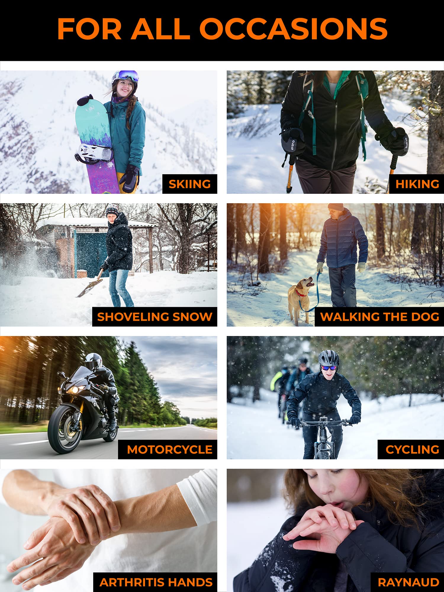 ORORO Rechargeable Heated Gloves for Men & Women - Electric Warming Gloves for Hiking, Skiing, Motorcycle Riding - Perfect for Cold Weather Outdoor Activities
