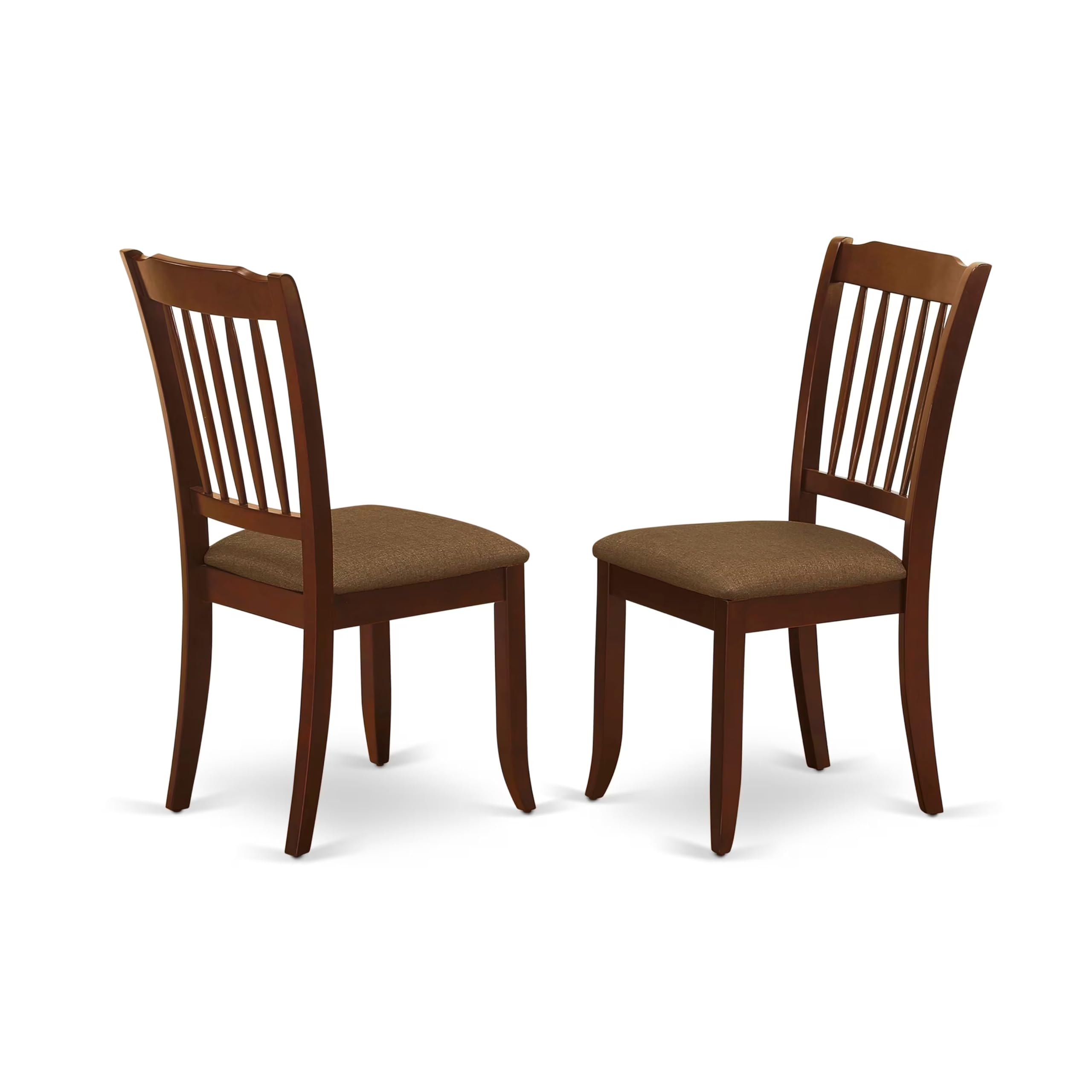 East West Furniture DMDA5-MAH-C 5-Piece Modern Mahogany Dining Set with Round Drop-Leaf Table & 4 Linen Upholstered Chairs, 42x42 Inch - Perfect for Small Spaces, Kitchen Nooks & Cozy Family Meals