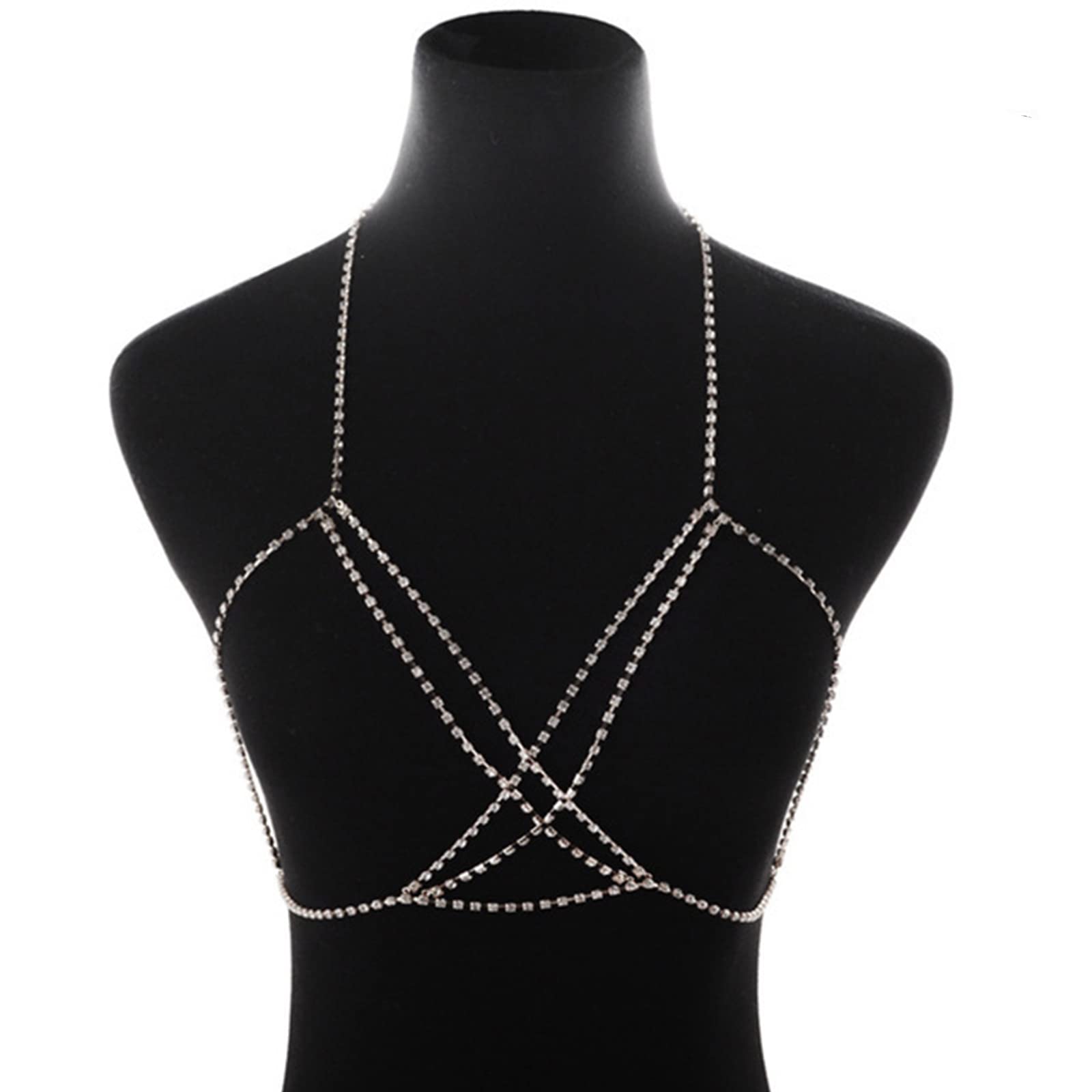 Elegant Gold Body Chain with Crystals - Stylish Bikini & Bralette Jewelry for Women & Girls - Perfect for Nightclub Parties, Beach Outfits & Festival Fashion