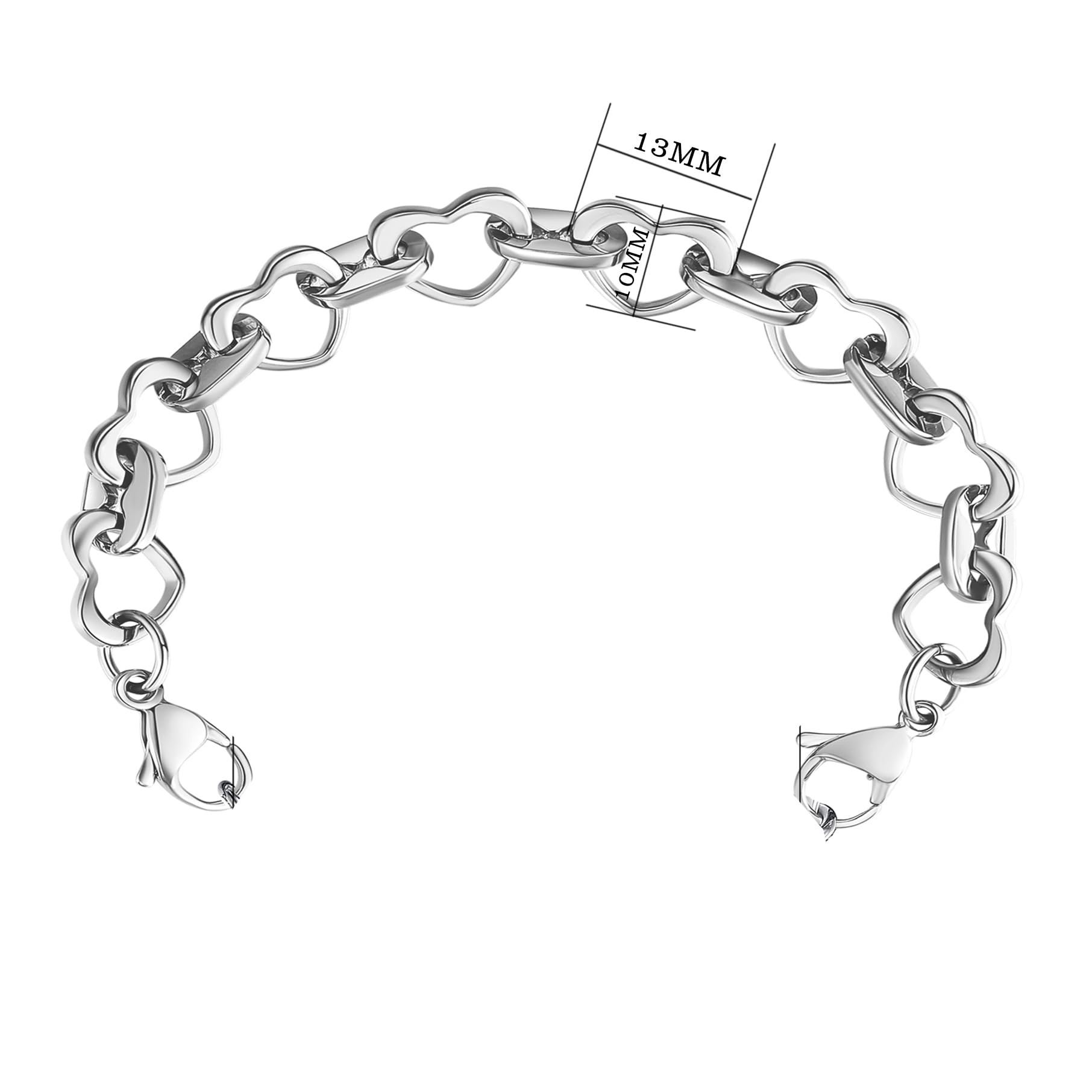 LinnaLove Heart Link Stainless Steel Medical ID Bracelet - Interchangeable Charms for Women & Men - Perfect for Allergies, Diabetes & Emergency Medical Information (Ideal for Daily Wear, Travel & Outdoor Activities)