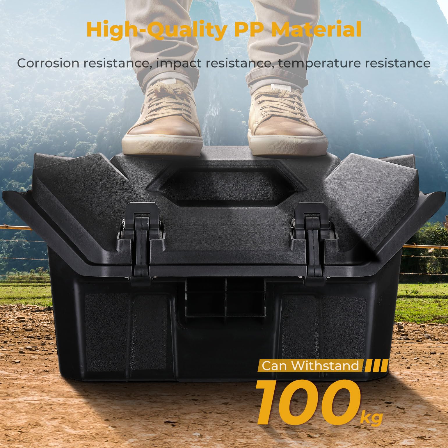 **KEMIMOTO 42QT UTV Cargo Box - Compatible with 2020-2025 Polaris RZR PRO XP/4 Turbo R/4 & 2025 RZR Pro S - Upgraded Lockable Storage Box for Rear Bed Gear & Tools - Low-Density Durable Design - Perfect for Off-Road Adventures & Outdoor Gear Organization**
