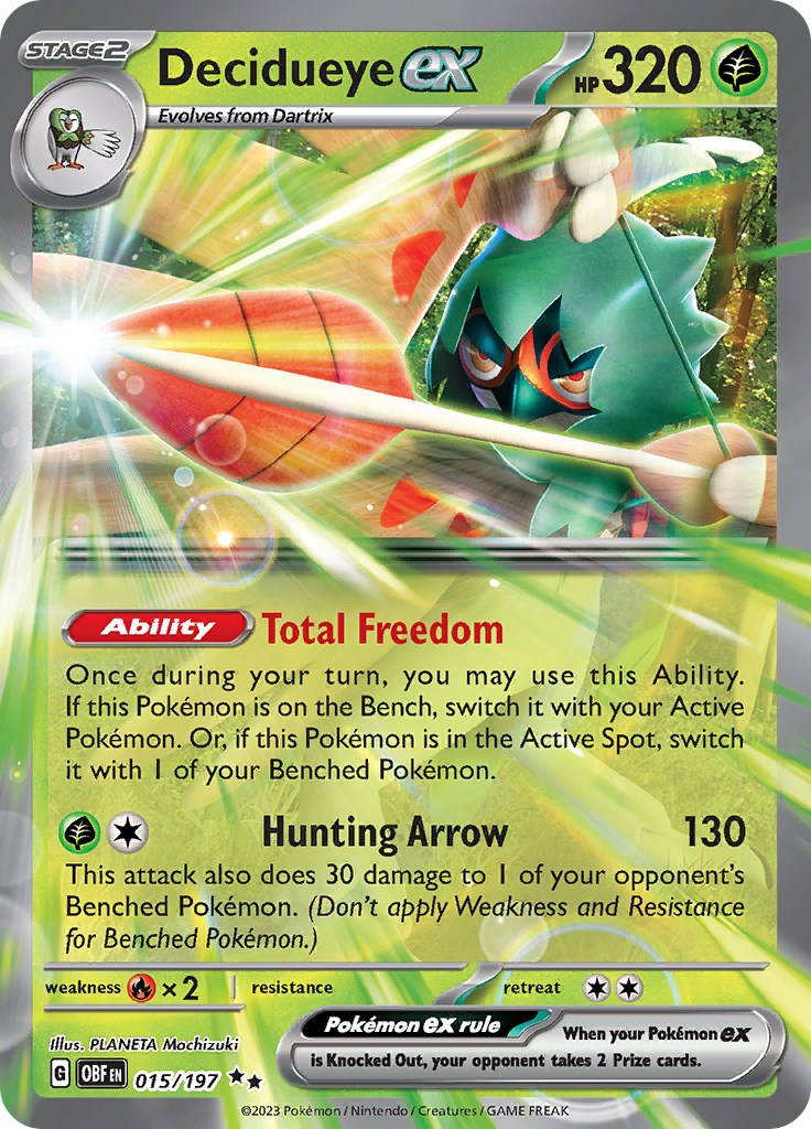 Decidueye ex Pokemon Card [OBF 015/197] - Rare Collectible for Trading & Battles