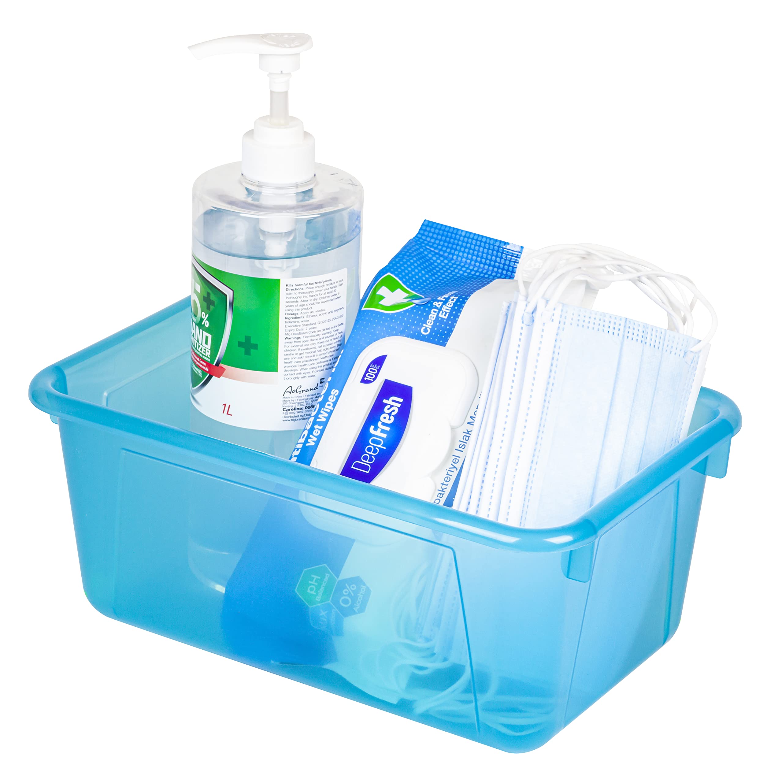 Storex Small Cubby Bin Organizer, 12.2 x 7.8 x 5.1 Inches, Set of 5, Candy Teal Color (62480U05C) - Perfect for Classroom, Office, Home Storage & Kids Toy Organization