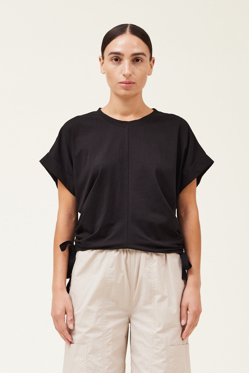 Side Scrunch Tee for Women - Trendy Cropped T-Shirt with Side Tie Detail | Perfect for Casual Outfits, Summer Wear & Layering