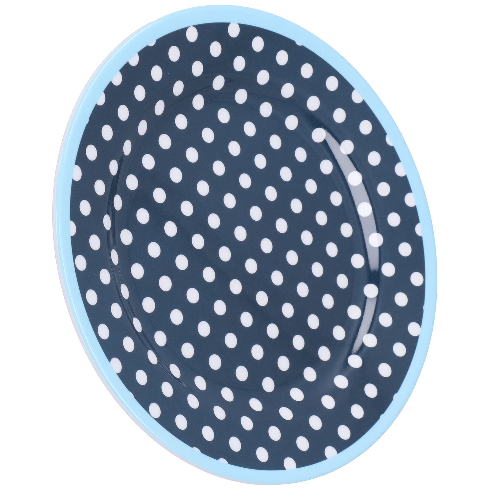 Elegant Imitation Porcelain Salad Plate - Reusable Dark Blue Dotted Dish for Condiments, Candies, Snacks, Fruits, Desserts, Cakes & Salads | Perfect for Parties, Picnics, and Home Dining