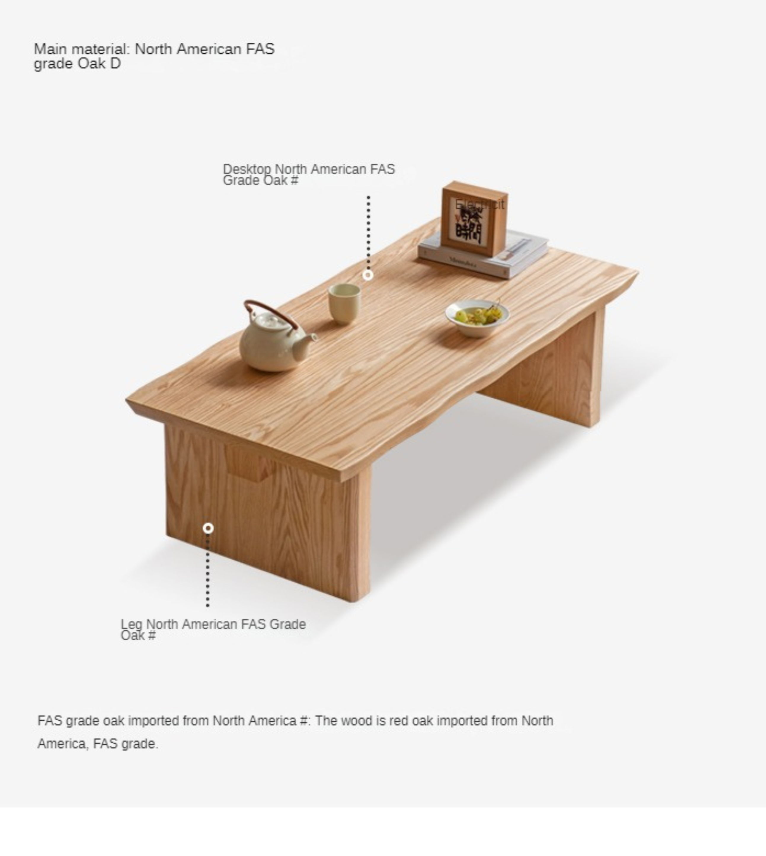 Handcrafted Live Edge Tea Table - Solid Oak & Birch Wood - Rustic Modern Coffee Table for Living Room, Lounge, or Office Decor