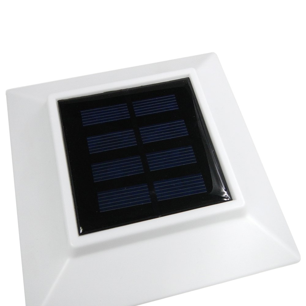 iGlow 4x4 Solar LED Post Cap Light - Waterproof Outdoor Garden Fence Lighting for Deck, Lawn & Landscape - Durable PVC Vinyl Wood Design - Perfect for Pathway, Patio & Backyard Illumination