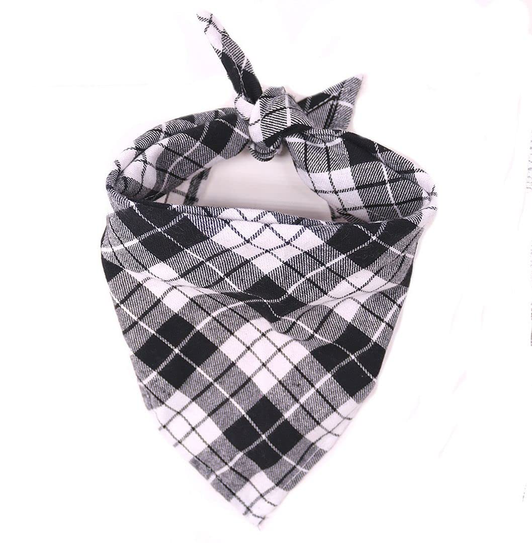 ChezAbbey 5-Pack Classic Plaid Dog Bandanas - Adjustable Pet Scarves, Triangle Bibs & Kerchiefs for Small Medium Large Dogs - Perfect for Birthdays, Holidays & Daily Wear (Dog Burp Cloths, Cat Saliva Towels, Pet Costume Accessories)