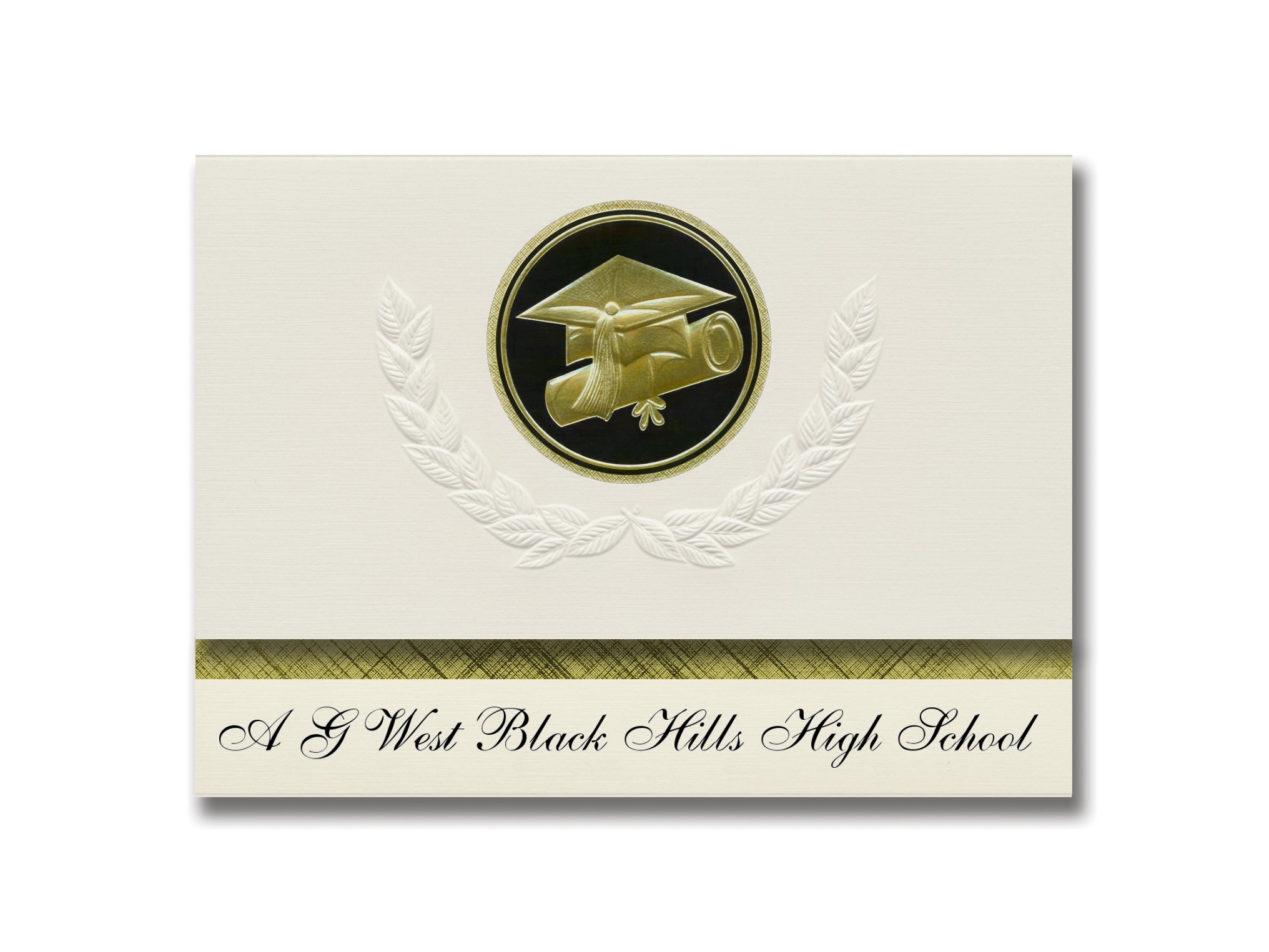Black Hills High School Graduation Announcements - Presidential Style Elite Package of 25 with Cap & Diploma Seal in Black & Gold | Formal Graduation Invitations for High School Ceremonies, Senior Parties & Academic Achievements