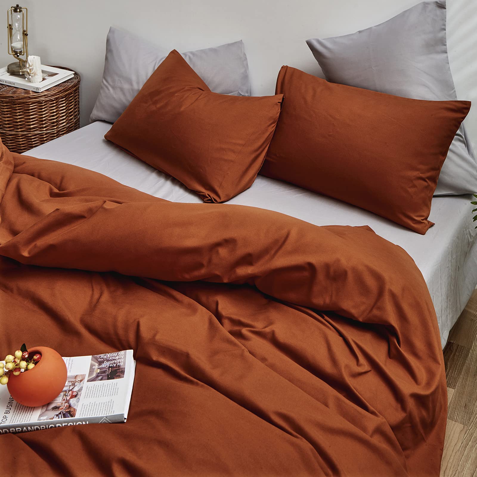 CLOTHKNOW Burnt Orange Twin Comforter Set - 3 Piece Terracotta Bedding with Soft Caramel Comforter & 2 Pillowcases | Cozy Rustic Bedroom Decor for Fall & Winter Seasons