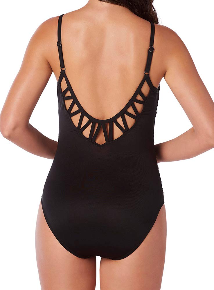 Magicsuit Women's One Piece Swimsuit - Solid Black V-Neck Bathing Suit with Soft Cup Bra & Adjustable Straps, Size 14 | Perfect for Pool, Beach & Vacation | Tummy Control Swimwear for Women