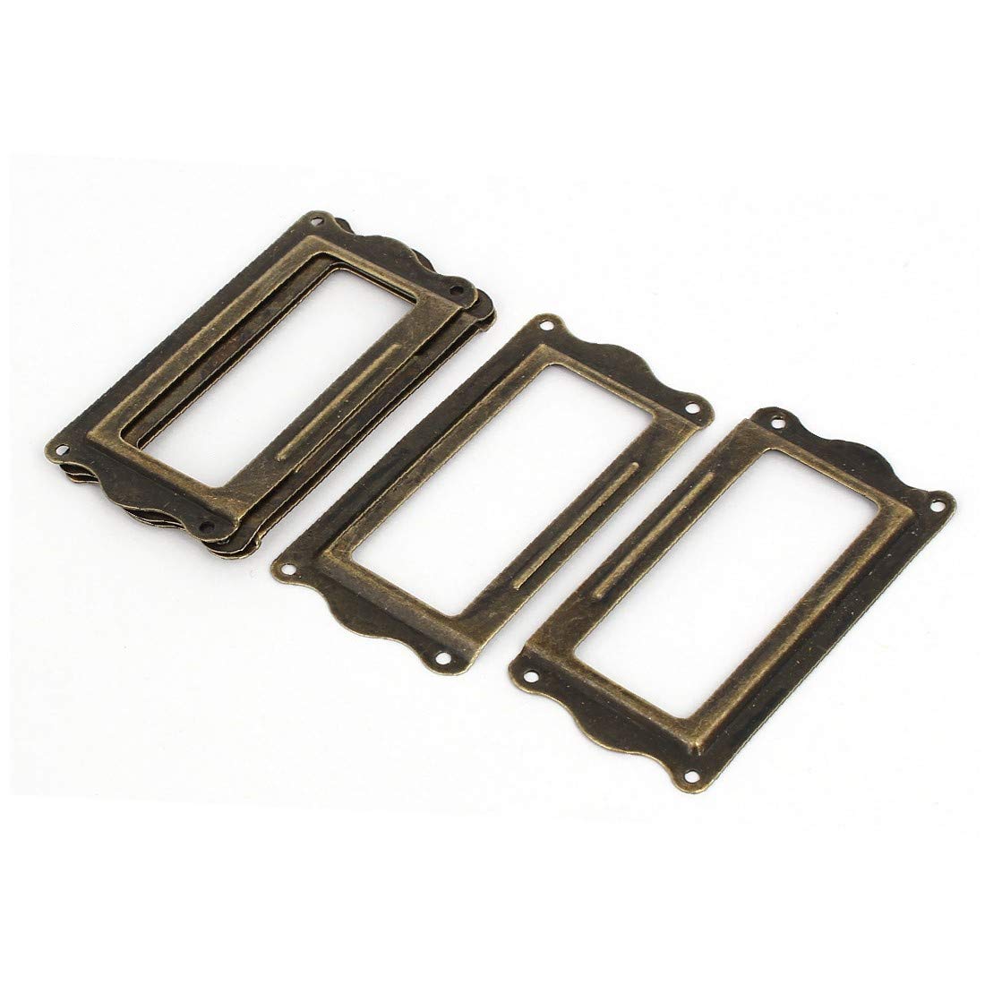 New Lon0167 Bronze Tone Iron Tag Label Frame - 64mm x 31mm (5pcs) - Durable Pharmacy & Office Drawer Organizer - Perfect for Medical Cabinets, Retail Displays & Home Organization