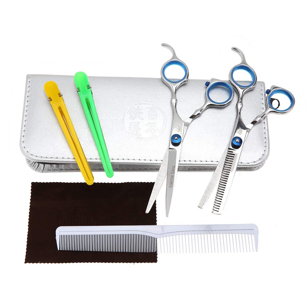 Professional Set of 2 Hair Cutting & Thinning Scissors with Upgraded Blue Screw (XK01-BB) - Perfect for Salon Stylists & Home Haircuts