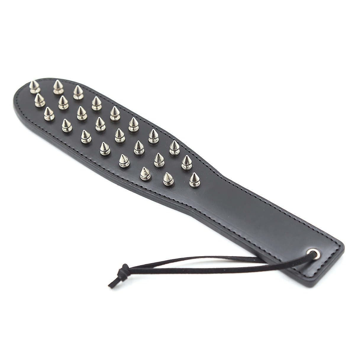 Premium Black Leather Spanking Paddle - BDSM Bondage Toy with Raised Spikes for Sensual Play, Couples & Adult Fun - Perfect for Spanking, Roleplay & BDSM Scenes