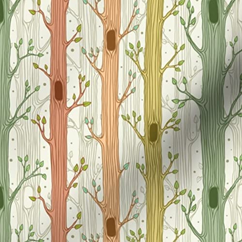 Spring Forest Woodland Green Nursery Fabric - Gender Neutral Nature Trees Printed on Petal Signature Cotton by The Yard - Perfect for Sewing, Quilting, Apparel, Crafts & Home Decor | Ideal for Baby Nurseries, DIY Projects & Eco-Friendly Fashion