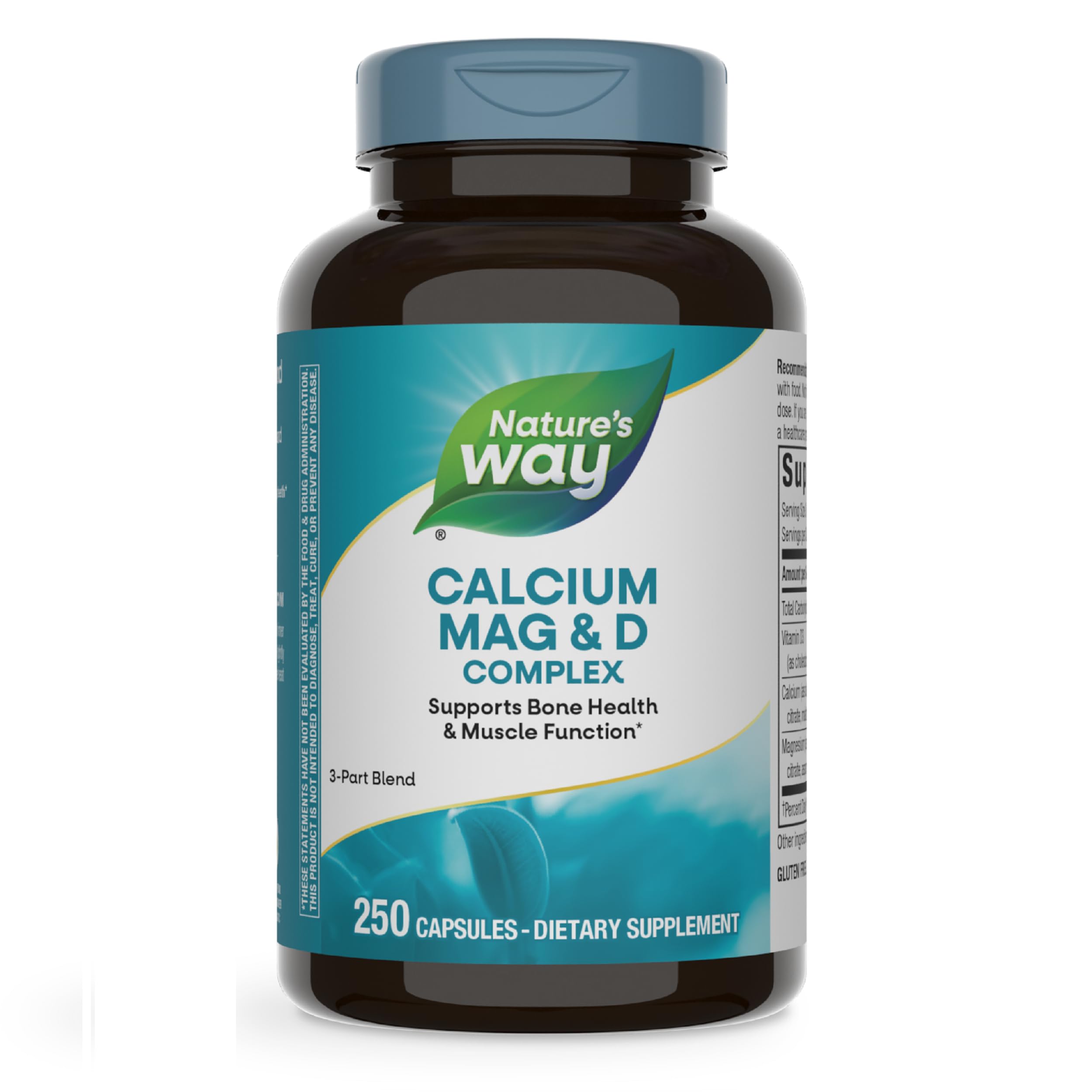 Nature's Way Calcium Magnesium & Vitamin D3 Complex - 250 Capsules for Strong Bones, Teeth & Muscle Support | Gluten Free Supplement | Ideal for Active Lifestyles & Bone Health Maintenance