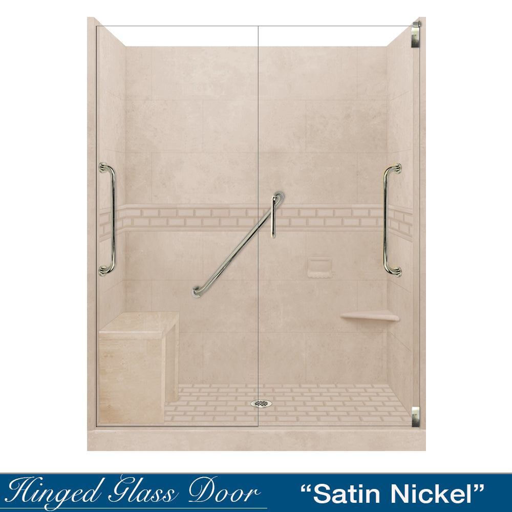 Freedom Subway Brown Sugar 60-Inch Alcove Shower Enclosure Kit - Waterproof Bathroom Upgrade for Small Spaces & Modern Homes