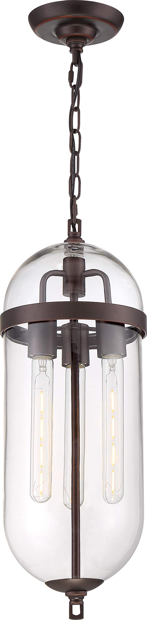 NUVO 60/6923 Fathom 3-Light Pendant Fixture in Mahogany Bronze Finish with Clear Glass - Perfect for Dining Room, Kitchen Island, or Entryway Lighting